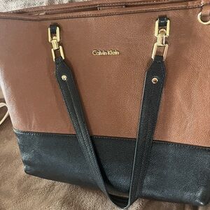 Calvin Klein Two-Tone Brown and Black Tote or big purse!